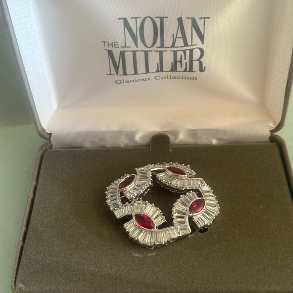 Nolan Miller Silver Brooch with Red Accents - Picture 1 of 4